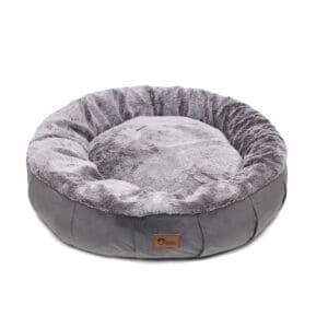 Harley Dog Bed Grey Velvet / Rabbit Faux Fur